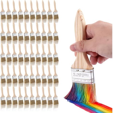 Lot de 30 pinceaux plats de 50 mm de large avec manche en bois épais de 12 mm-Pour peinture murale, vernis, lasures, résine époxy et travail du bois (1/5)