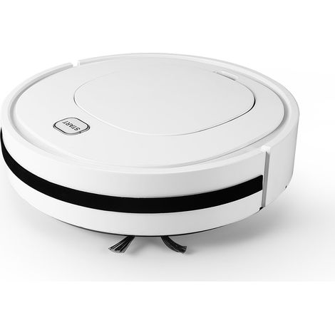Aspirateur robot intelligent avec lingette de nettoyage, ramasseur de poussière, batterie intégrée et chargement USB. (1/4)