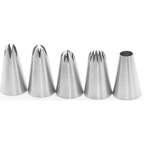 Douille à pâtisserie XL pour décoration de cupcakes, embout large à glaçage, lot de pointes de douille extra grandes, ustensile de cake design professionnel. (1/5)