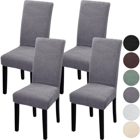 Stuhlhussen 4er Set, Stretch Stuhlbezug für Esszimmerstühle, Grau (1/5)