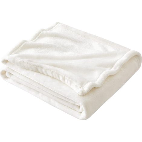 Couverture de canapé moelleuse et douce (1 pièce) - Couverture de canapé douce, chaude et légère pour canapé/lit/fauteuil, couverture en flanelle polaire, 45 x 65 cm, blanche (1/5)