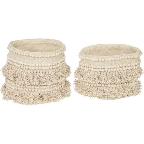 Lot de 2 Paniers Déco "Seav" 25cm Beige (1/4)