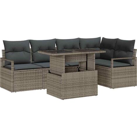 Maison Exclusive - Set Divano da Giardino con cuscino 6 pcs Grigio Poly Rattan