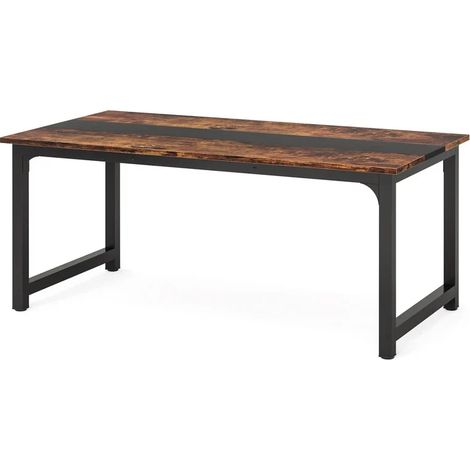 Bureau informatique 160 x 80 cm avec grand plateau, structure métal et bois, table de travail stable pour bureau, télétravail et ordinateur – CHICFURN (1/5)