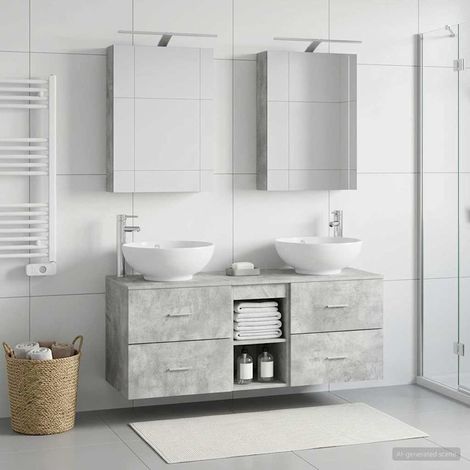 vidaXL Bathroom Furniture Set 5 pcs Concrete Grey (1/5)