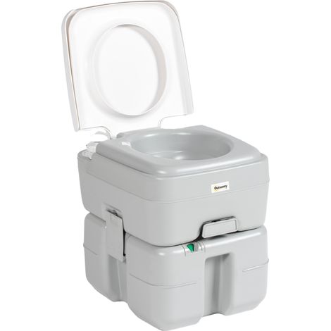Inodoro portátil 20L indicateur niveau charge 150 kg camping caravane bateau 33x40x43 cm gris