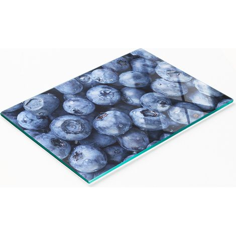 Tagliere da cucina in vetro con decorazioni a tema mirtilli, 80x52 cm. (1/5)