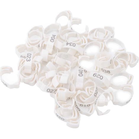 50 bagues numérotées pour identification de volailles (poulets, pigeons, canards, oies) - Blanc (1/5)