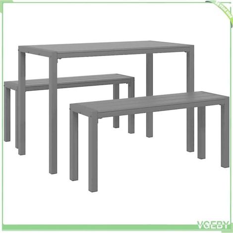 Ensemble de salle à manger pour jardin - FAFEICY - 42001769 - Anthracite - Acier - 3 pcs (2 bancs + table) (1/5)