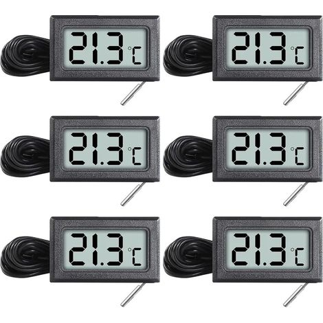 Confezione da 6 mini termometri digitali LCD da -50℃ a +110℃, monitor di temperatura digitali LCD con sonde, per l'uso in frigoriferi, congelatori e acquari. (1/5)