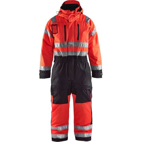 Combinaison de travail hiver manches longues haute visibilité 6763 - Rouge fluo/Noir 52 (1/4)