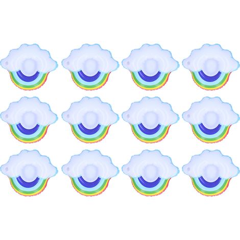 Lot de 12 dessous de verre gonflables en forme de nuage coloré, porte-gobelets flottants, jouet pour enfants pour la piscine d'été