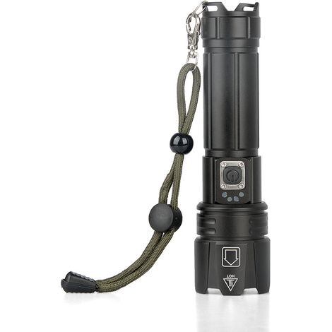 Linterna LED de alto brillo, recargable, resistente al agua, portátil, ideal para emergencias, acampadas, senderismo y actividades al aire libre. (1/4)