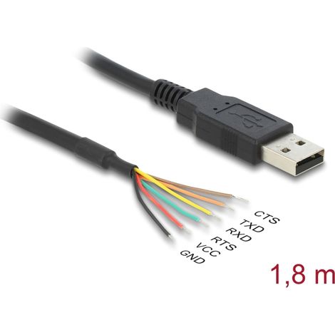 Delock Convertidor USB 2.0 a Serial UART LVTTL con 6 hilos abiertos y tensiÃ³n de salida de 3,3 V 1,8 m