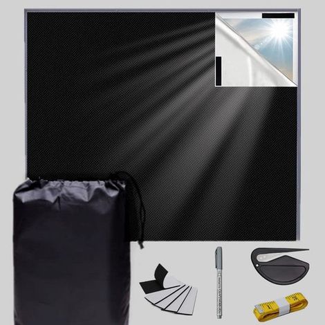 Tela opaca 200×145 cm Persianas opacas Cortinas opacas temporales Estor enrollable opaco portátil con regla suave de 2 m 20 Velcro (1/5)
