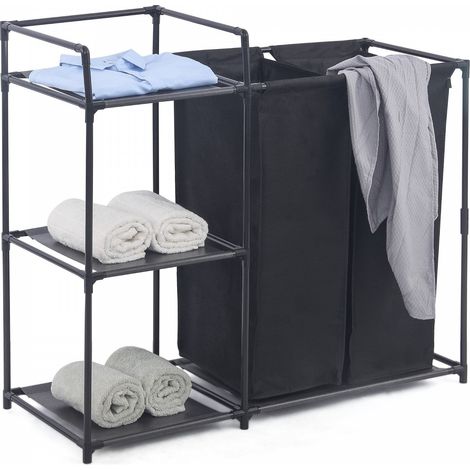 Herzberg hg 04531 selezionatore per biancheria con 2 sacchi rimovibili con ripiano a 3 livelli