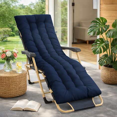 Coussins pour Bains De Soleil，170x53x8 CM Chaise Longue Jardin，Matelas Transat Bain De Soleil Chaise Longue Exterieur pour Jardin Terrasse Balcon (1/5)