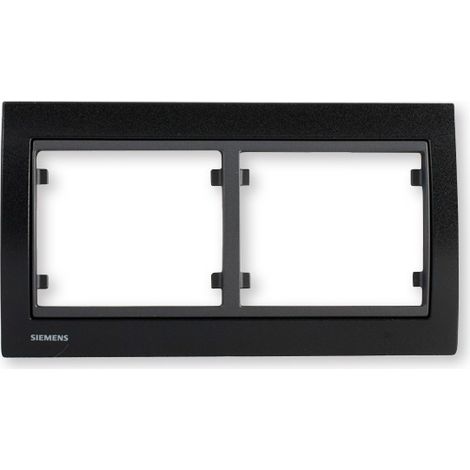 SIEMENS Plaque Double Horizontale Métal Noir Delta IRIS (1/2)