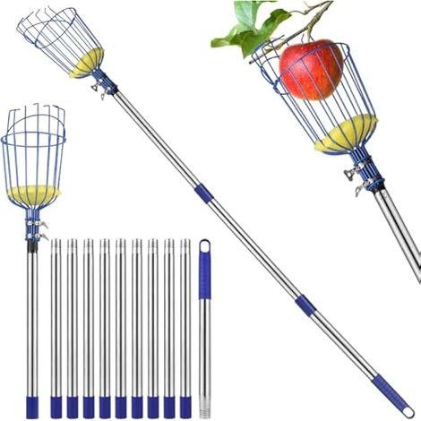 Cueille-fruits de 4,2 m, cueille-pommes avec tige télescopique, aluminium léger, coussin, facile à assembler, diamètre 16 cm (1/5)