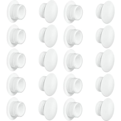 Cyclingcolors – Lot de 20 cache trou bouchon plastique 15mm blanc RAL 9010 – Pour finition soignée – Compatible avec murs et meubles