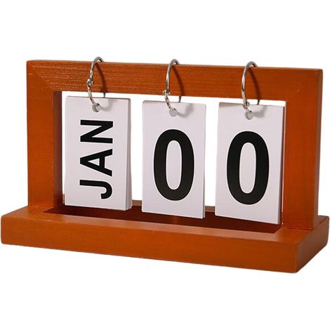 Calendrier Perpetuel En Bois - Calendrier De Bureau Réutilisable - Décoration Vintage Pour Bureau Et Intérieur - 20 5 X 12 X 9 Cm - 1 Pièce (1/5)