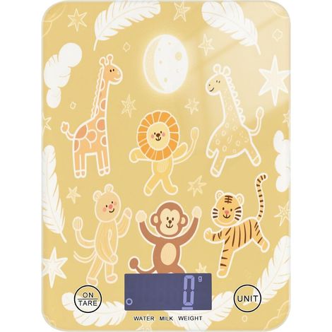 Balance de cuisine avec écran LCD- 5 kg/5 g- Motif lion et girafe (1/5)