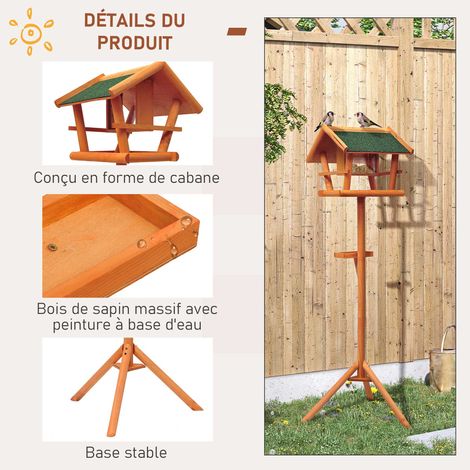 Mangeoire pour oiseaux sauvages sur Pied Abris à oiseaux nichoir a Plateau Station a Oiseaux Bois pour Exterieur 150cm (1/5)