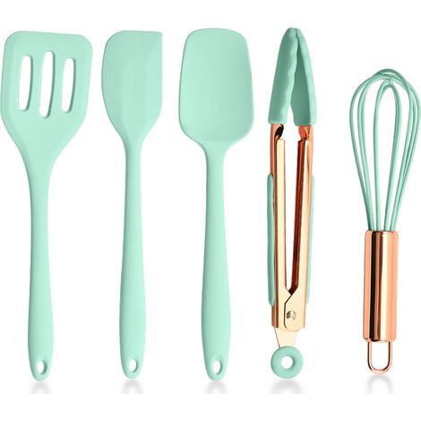 SpaTula En Silicone - Lot De 5 Outils De Cuisine - Spatule Integree Pinces Alimentaires Fouet A Oeufs Pour Patisserie - 5 Pièces (1/5)