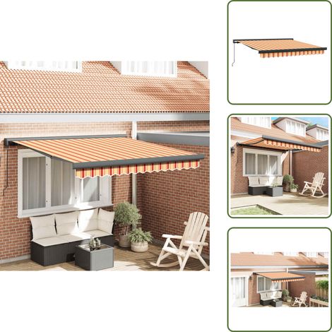 Markise Einziehbar Gelb und Weiß 3x2,5 m Stoff und Aluminium - Gartendekoration - Sonnenschutz - Markise - Gartenzubehör - Außenbeleuchtung (1/5)