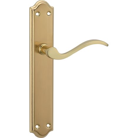 Manilla puerta 1101 aluminio dorado satinado placa ovalada 245mm (1/5)
