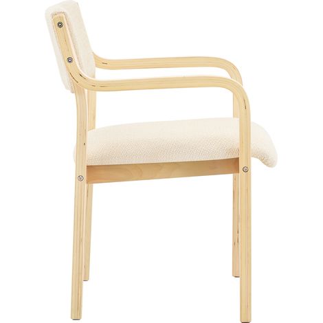Set de 2 sillas de comedor con reposabrazos, madera curvada, tejido teddy, estilo nórdico (1/5)