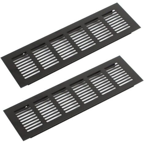 Grille Aération Aluminium 2 Pièces Grille d'Aeration Grille de Ventilation Rectangulaire Grille d'Aeration en Alliage Grille Daération Extérieure pour la Ventilation Noir 250 80mm (1/5)