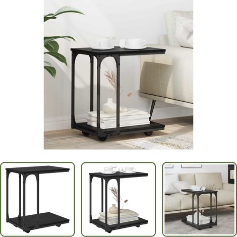 Table d'appoint avec roulettes - Table d'appoint Chêne noir 50 x 35 x 55,5 cm Bois d'ingénierie (1/5)
