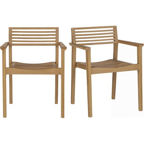 Sedie da giardino impilabili in legno di teak massiccio (lotto di 2) KAYU (1/5)