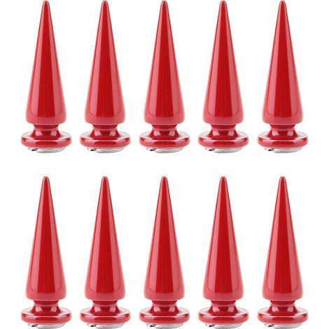 Packung mit 10 Metall-Schraubnieten und -Nägeln für Lederarbeiten – Rot (1/5)