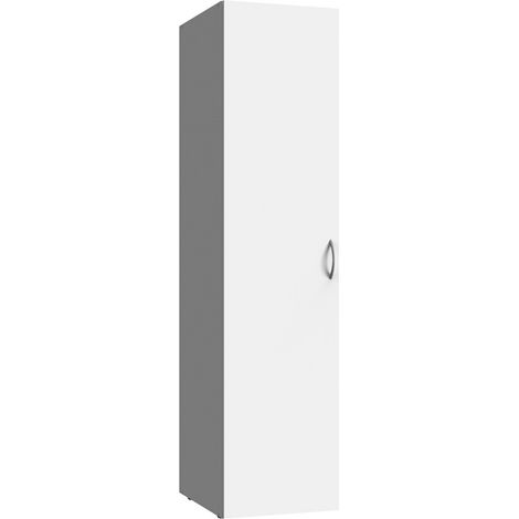 Armoire de rangement en bois mélamine coloris blanc - longueur 30 x hauteur 185 x profondeur 54 cm