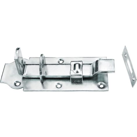 Verrou de serrure 60 x 160 mm coudé, avec gâche galvanisée, loquet de porte, poignée, serrure de porte, ferrure (1/2)