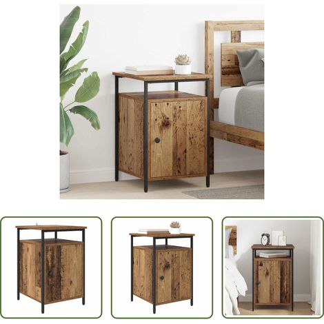 vidaXL Nachttisch mit Tür - Nachttisch Altholz 40 x 42 x 60cm Holzwerkstoff (1/5)