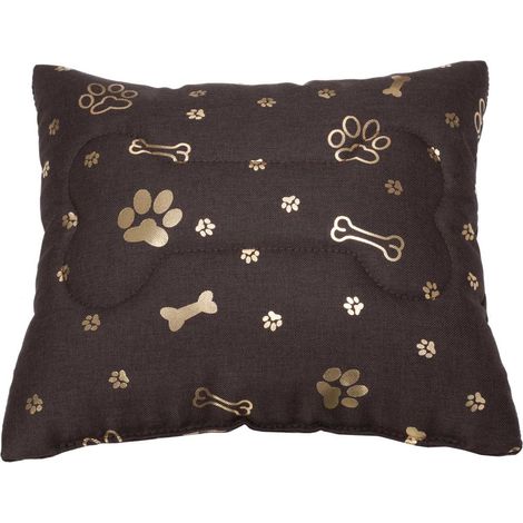 Dekoratives Kissen für ein Hundebett, Welsti braun mit Golddruck, 30x30 (1/3)