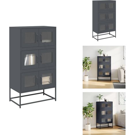Buffet haut anthracite 68x39x123 cm acier - Buffet - Buffets - Armoire - Armoire Latérale (1/5)