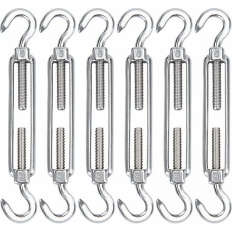 M5-Kabelspanner aus Edelstahl, 6-teilige Drahtseilspannhaken und -haken, robuste, verstellbare Spannhaken und Drahtgeflecht für die Vorhanginstallation FLITI