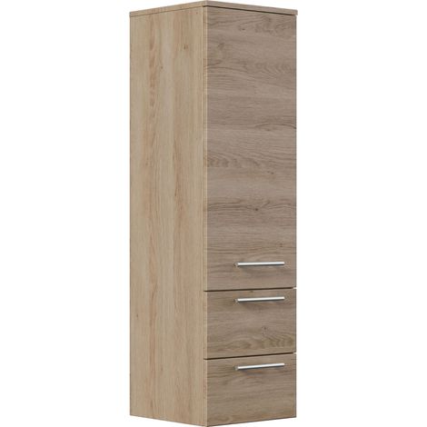 Hochschrank 120 cm eiche hell mit Glaseinlagen (1/4)