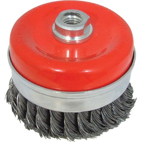 Spazzola a tazza in acciaio a filo ritorto per smerigliatrici angolari tre misure Silverline-100 mm