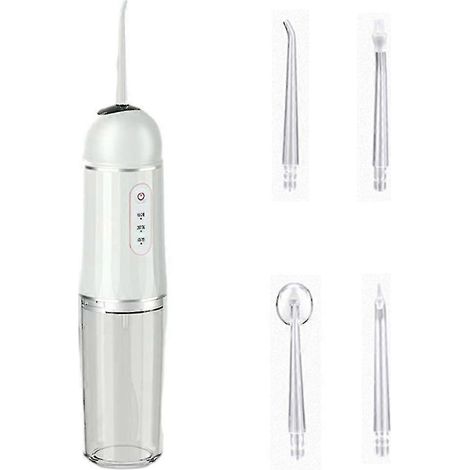 Hydropulseur dentaire sans fil avec 3 modes et 4 embouts, étanche IPX7, pour le nettoyage des dents à domicile et en voyage, notamment pour les appareils orthodontiques. (1/5)