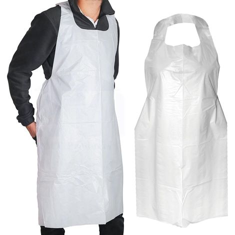 Lot de 100 Tabliers Jetables Imperméables – Tablier Blanc de Cuisine Professionnel pour Femme et Homme, Tablier Chef pour Hôtellerie, Catering et Restaurant
