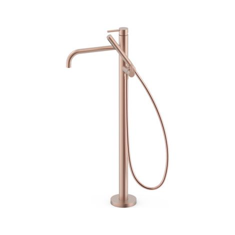 Mitigeur sur pied pour baignoire et douche1 colonne verticale Or Rose Mat 24K - TRES 26247005OPM