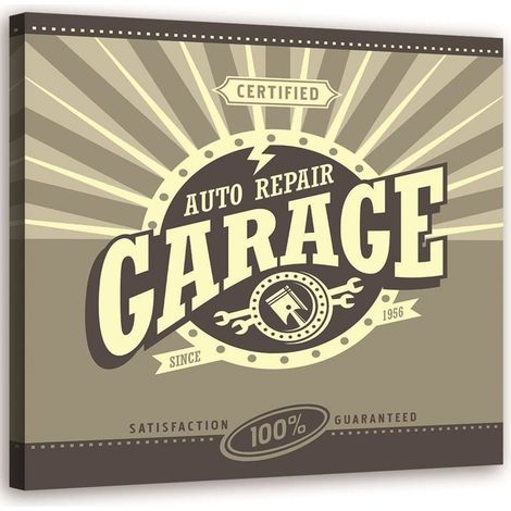 Tableau sur toile Panneau Vintage Garage 40x40 (1/4)