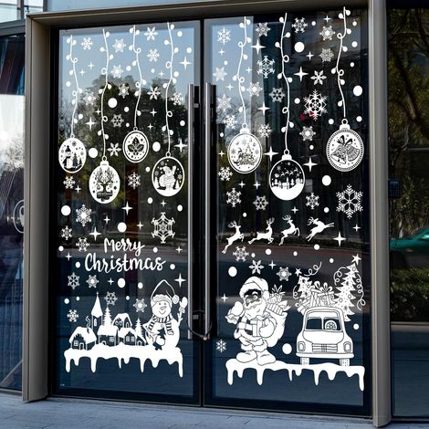 Autocollants Fenêtre Noël Réutilisables et Amovibles, Décoration de Noel Fenetre Stickers DIY Amovibles, Décoration de Noël en PVC pour Vitres (1/3)