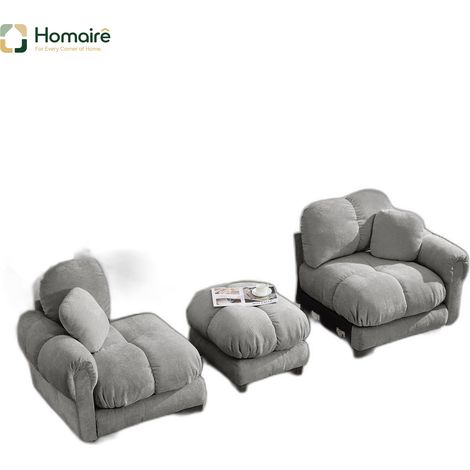 Sofa mit Modulen mit Armlehnen aus Chenille grau en Polyester 190 x 149 x 90 cm HOMAIRE (1/5)