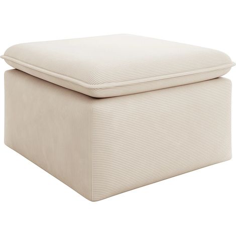 Pouf in Velluto a coste Beige - TEODORA (1/5)